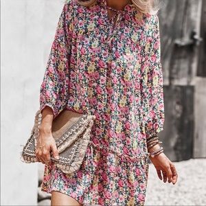 Gaovot Floral Three Quarter Sleeve Dress | Large